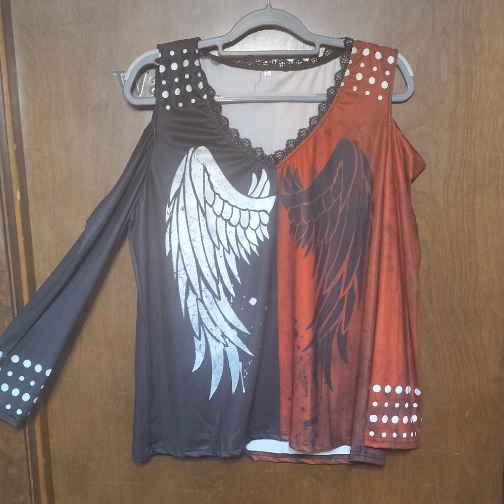 Gray Asymmetrical Embellished Cold Shoulder Blouse